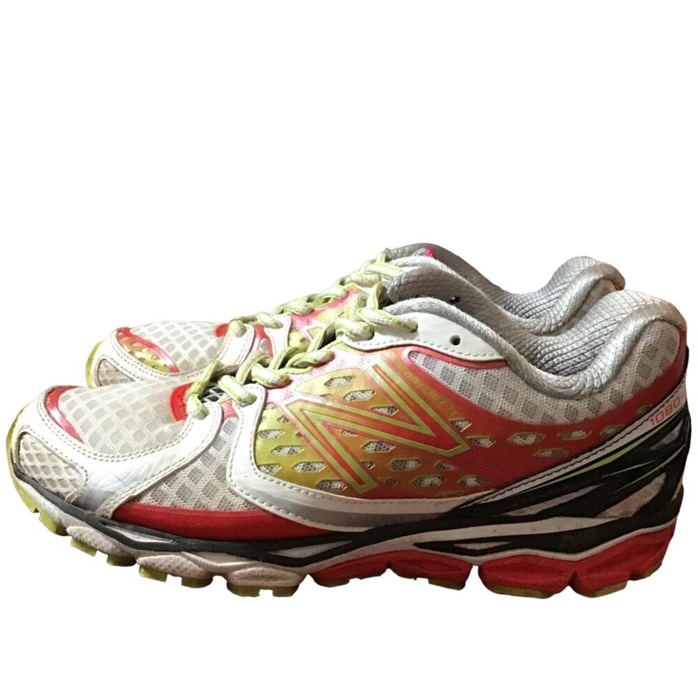 New Balance Sneakers 1080 V3 W1080PL3 Womens 7 B White Pink Lime Running Shoes - Picture 3 of 12